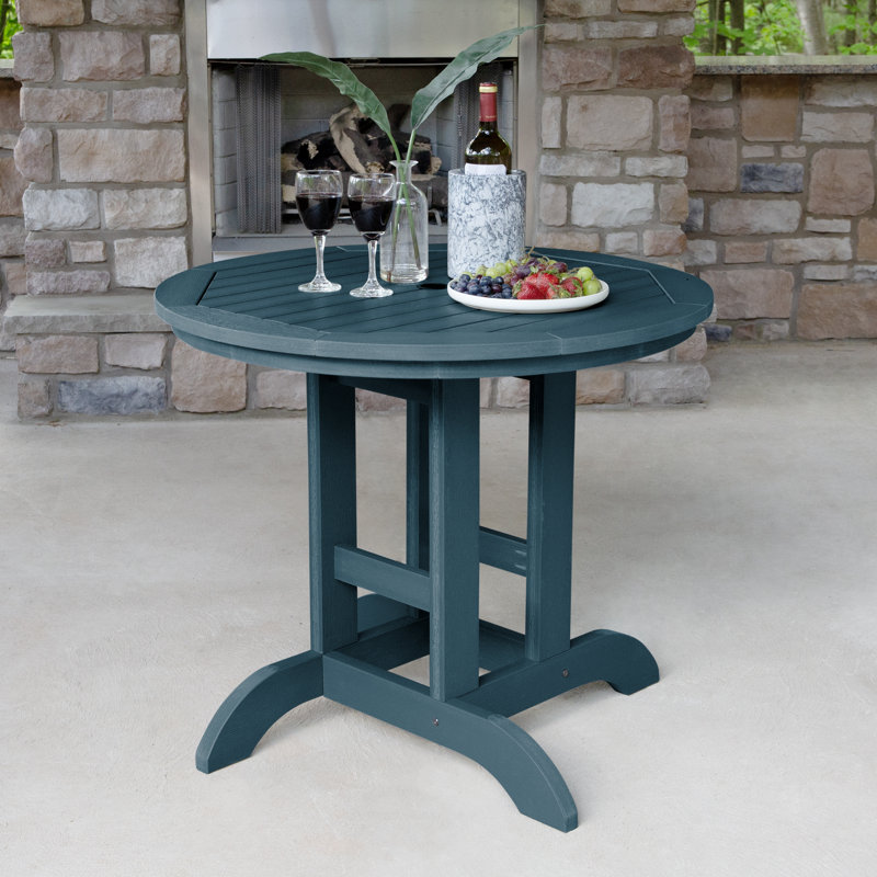 Tillmanns Plastic Round Dining Table in Dining Height (30"), Nantucket Blue, 30" H x 36" L x 36" W
