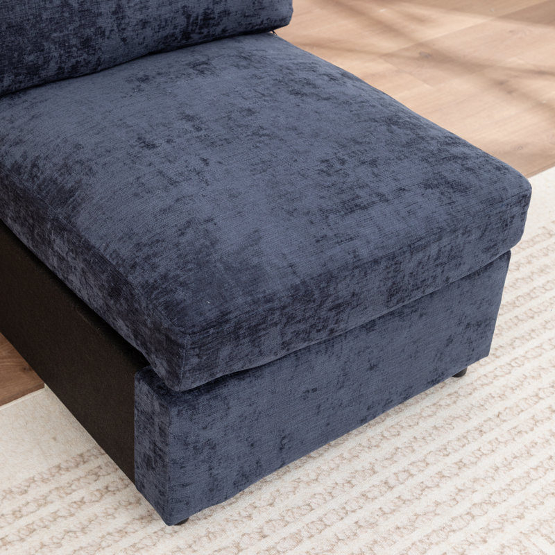 Wilroy 4 - Piece Sectional Sofa With Storage Ottoman, Blue