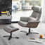 Fauteuil inclinable pivotant en cuir véritable de 31 po de largeur avec repose-pieds Dillon-114180345