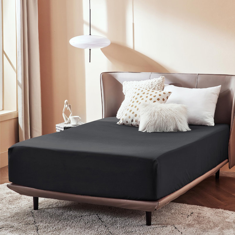 Bedsure Bed Fitted Sheet With 16 Inch Deep Pocket, Twin XL Fitted Sheet, Black