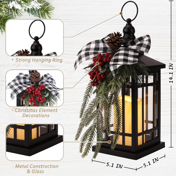 Christmas Decorative Lantern Snow Globe Christmas Decorations Indoor Outdoor Flashing Candle Lights, Dining Table Fireplace Decoration Hanging Candle