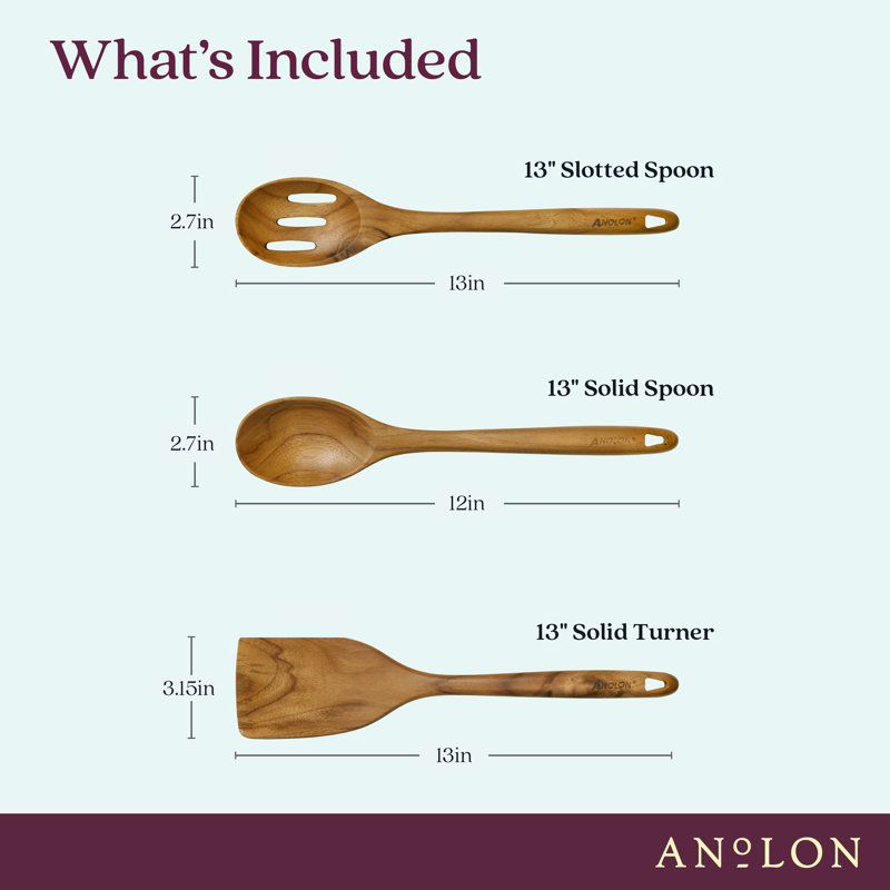 Anolon Teak Wood Cooking Tools Utensils - Thumbnail 3