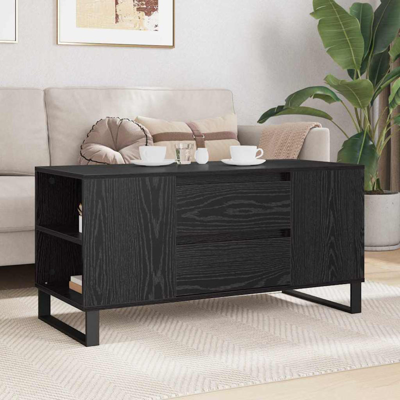 Coffee Table with Storage, Black Oak