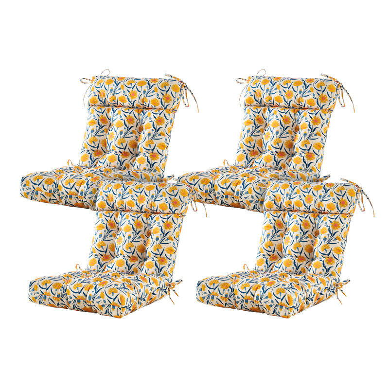 Outdoor 4'' Seat / Back Cushion, Yellow Blue