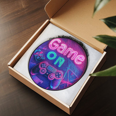 Jeu de néon sur texte avec contrôleur lumineux et vitrail Suncatcher pour décor de fenêtre
