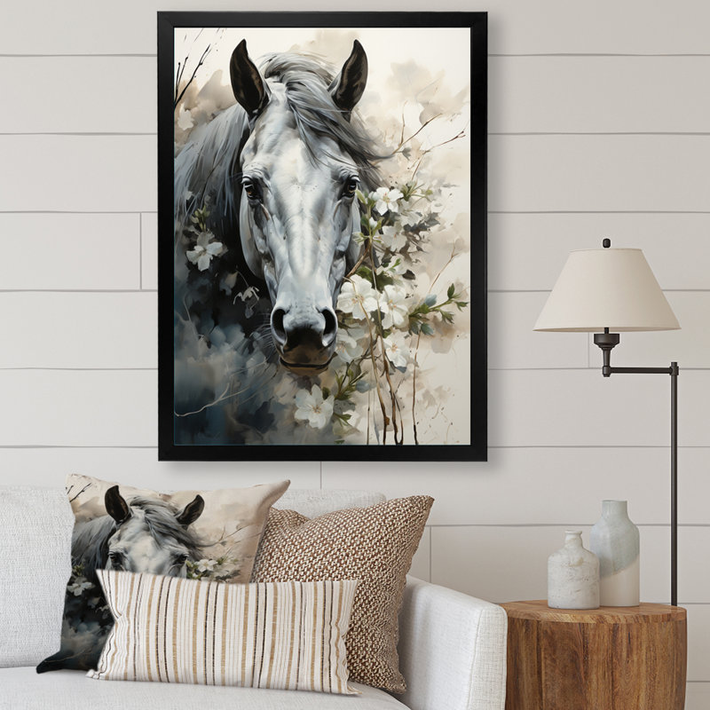 Keiosha Asian Art Cow Sumi VII, reproduction d'art sur toile, H 44 po x l 34 po x P 1,5 po, Cadre photo noir