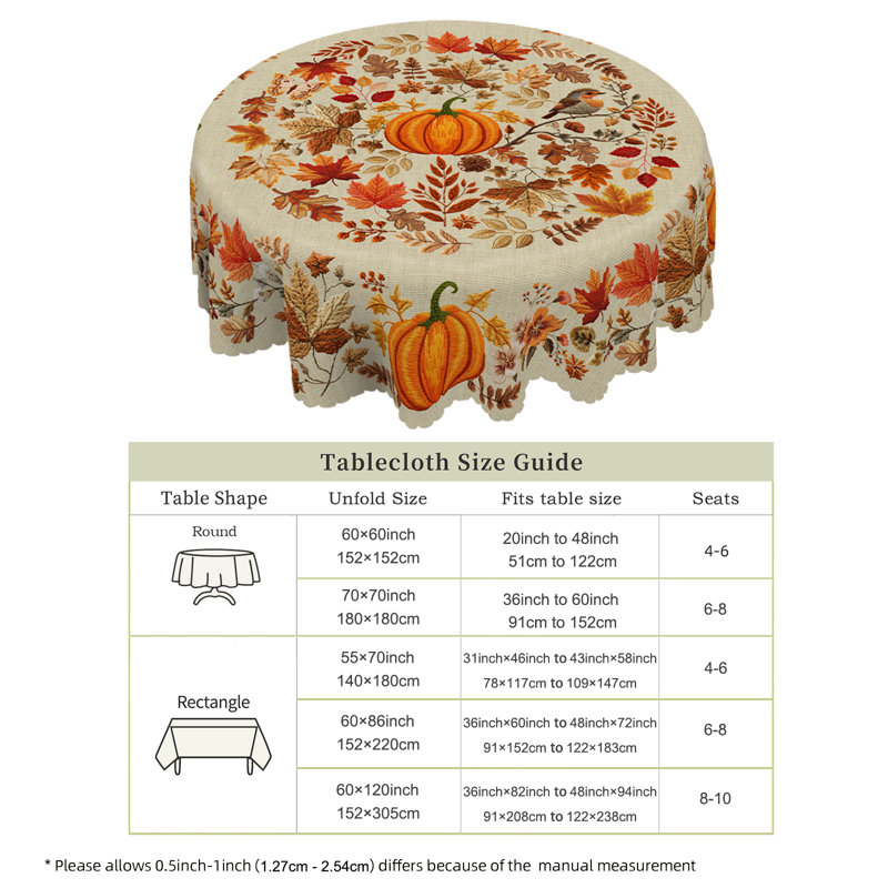 Nappe automne-hiver 152x152cm, 59,84 po rond