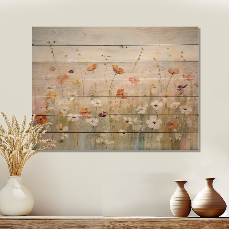 «Meadow Contemporary Wildflowers» sur bois, H 10 po x l 20 po x P 0,78 po