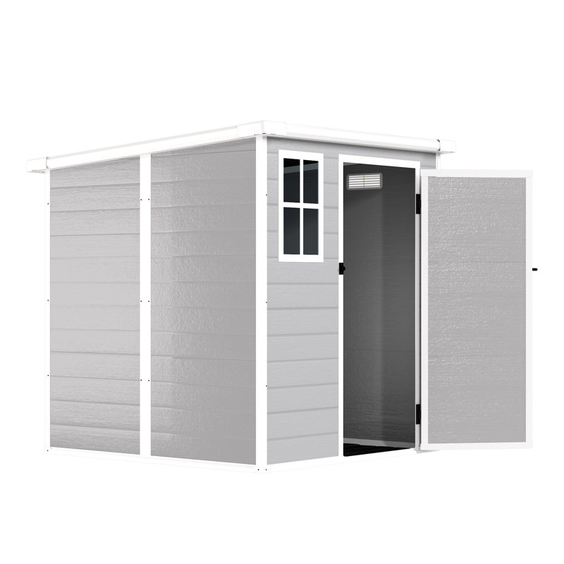 Remise de rangement en résine 6 x 6 pi, imperméable, avec plancher, évents pour la cour, jardin extérieur en polypropylène à usage de jardin, pelouse