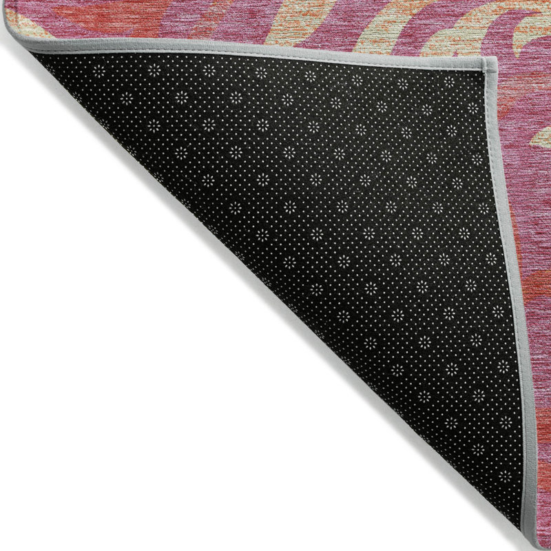 Tapis intérieur lavable floral 10 pi x 14 pi orange rosé