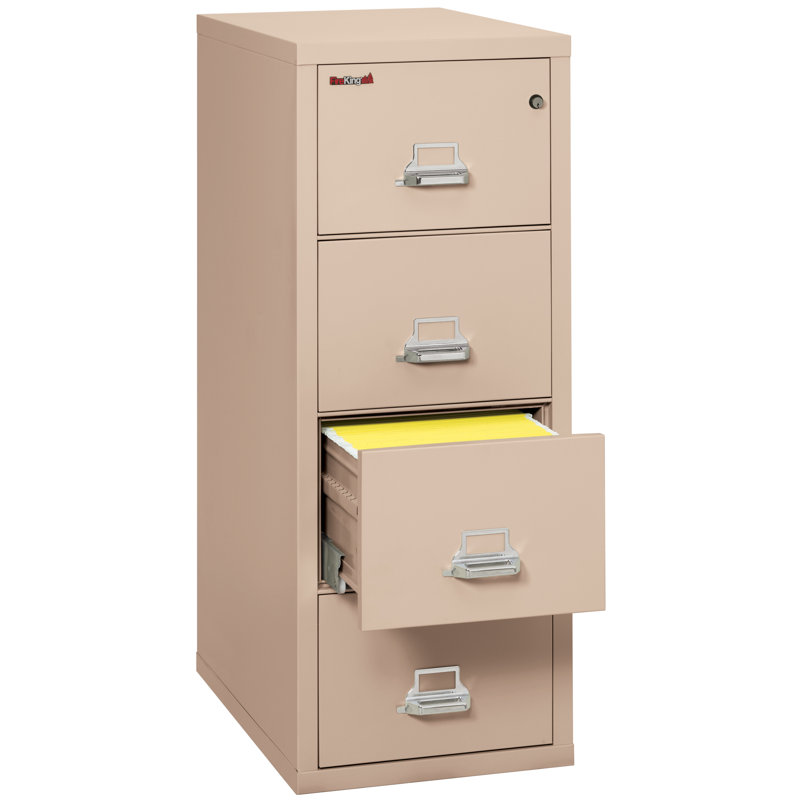 Classeur vertical 4 tiroirs ininflammable, Champagne, Verrou à combinaison inviolable, H 52,75 po x l 20,81 po x P 31,56 po 