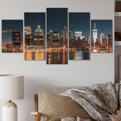 " Reflection Of New York City At Night " 5 - Pieces