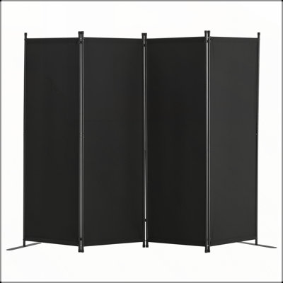 Paravent polyvalent 88 x 67,5 pouces à 4 panneaux, tissu imperméable et durable pour l'intimité et le blocage du soleil, conception autoportante, noir