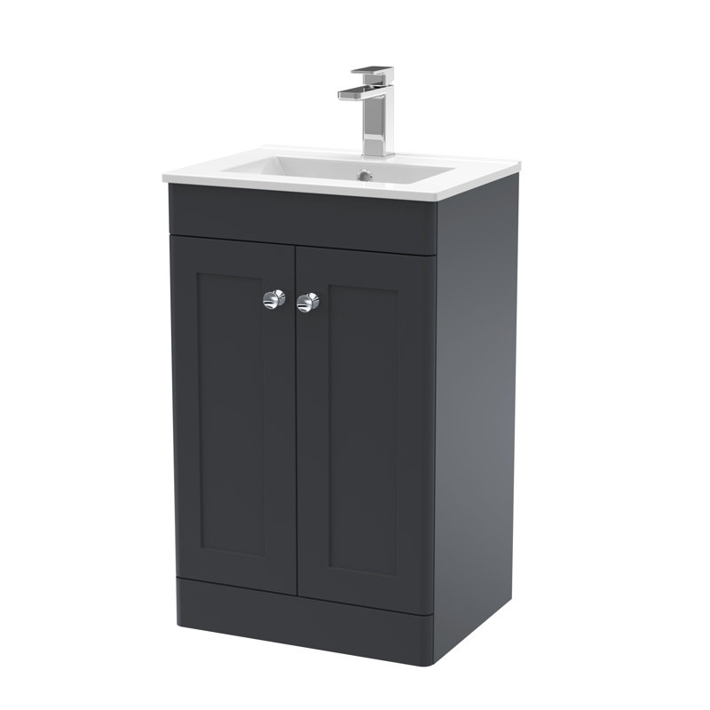 Classique 500mm Single Bathroom Vanity with Drop In Vitreous China Basin, Satin Anthracite