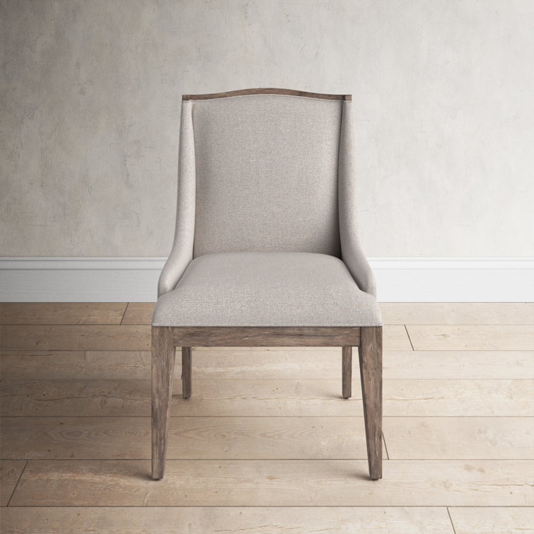 Round Linen and Pine Wood Dining Chairs (Set of 2) - Grey Linen