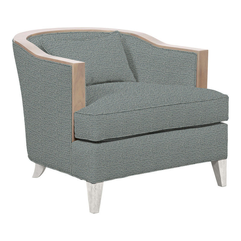 Thom Filicia Home 32.5" Wide Barrel Chair, Tuck Cobalt Polyester Blend, Casa Blanca