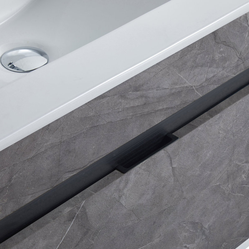 Kynlyn 20'' Single Bathroom Vanity with Ceramic Top, Slate Gray Marble