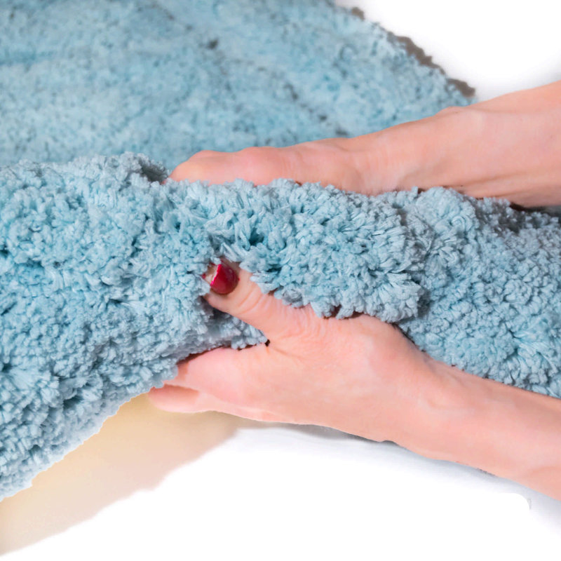 Joni Memory Foam Non-Slip Bath Rug, Spa Blue