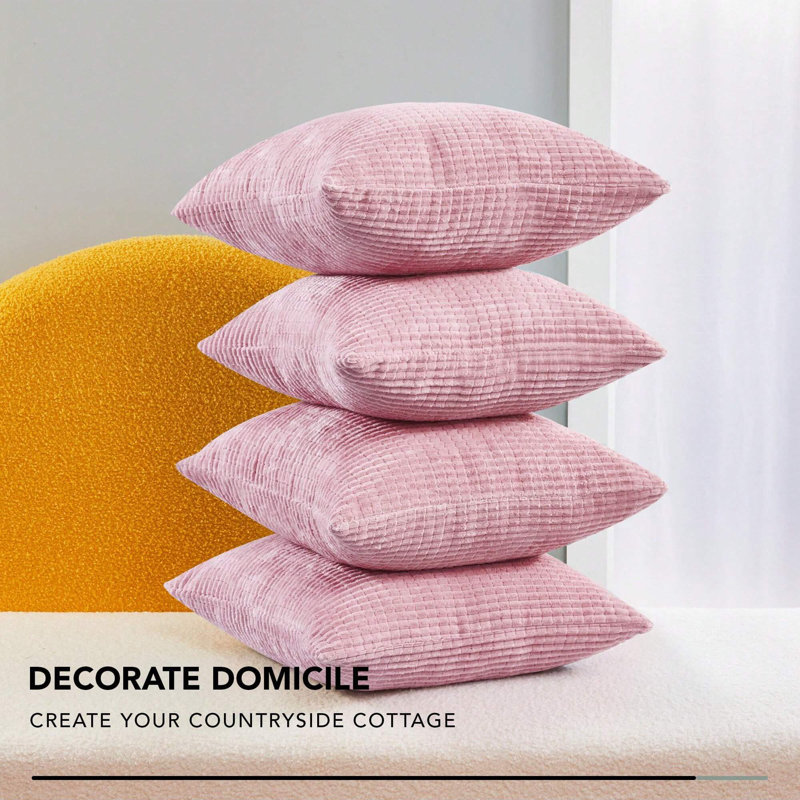 Pillow Cover, 4 Piece Set, Square 24", Baby Pink