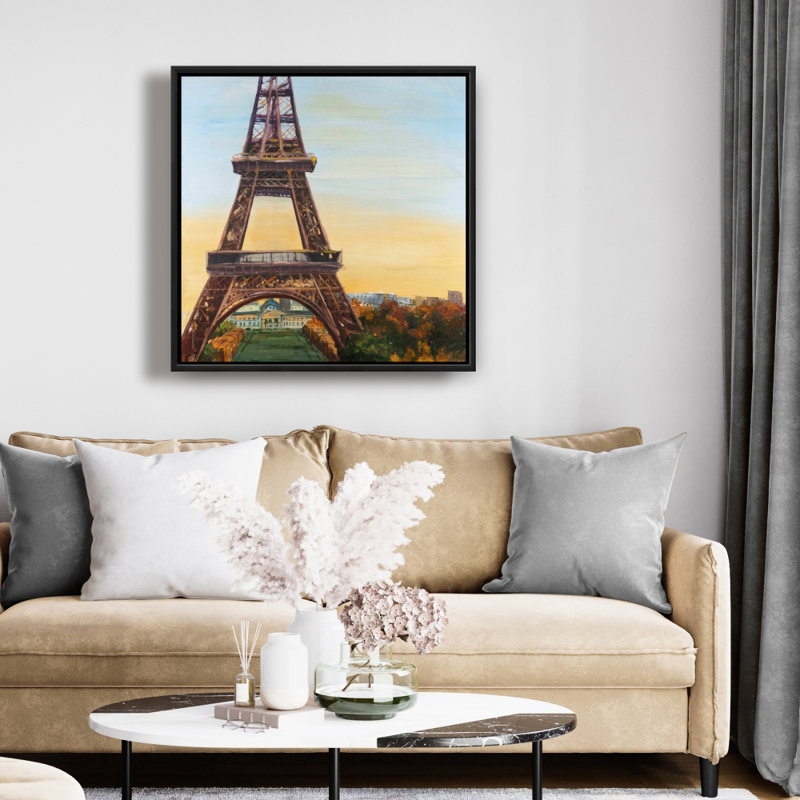 Toile Eiffel Tower par Dawn Canvas | Décoration de chambre bleue villes, 25.25" H x 25.25" W