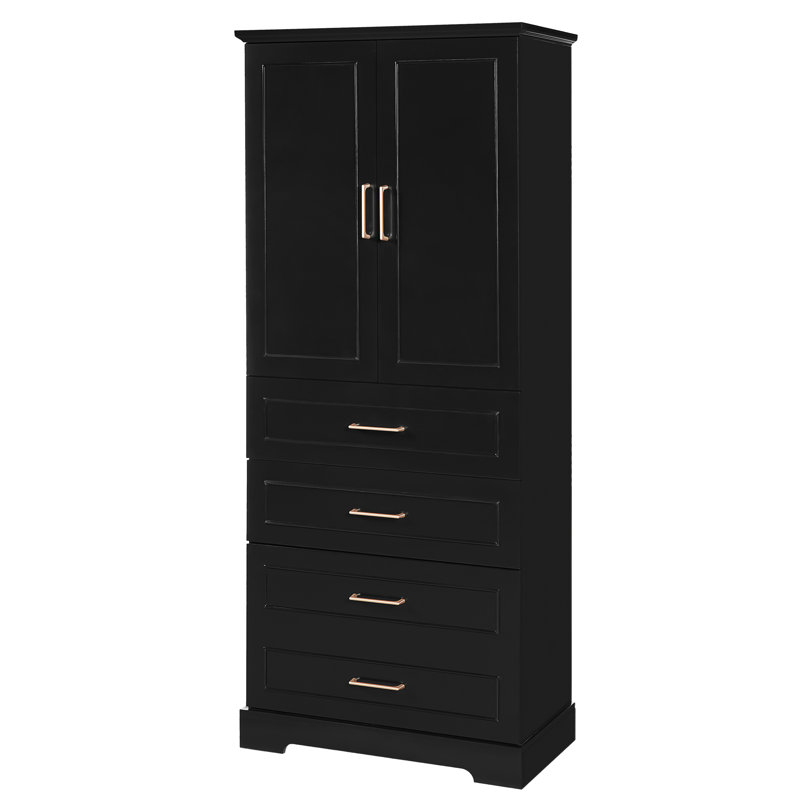 Armoire de salle de bain autoportante de 72,2 po de hauteur avec 3 tiroirs, tablettes fixes et réglables, fonction de fermeture en douceur, poignées en acier à cloisons magnétiques à cloison en hauteur, portes standard et profondes