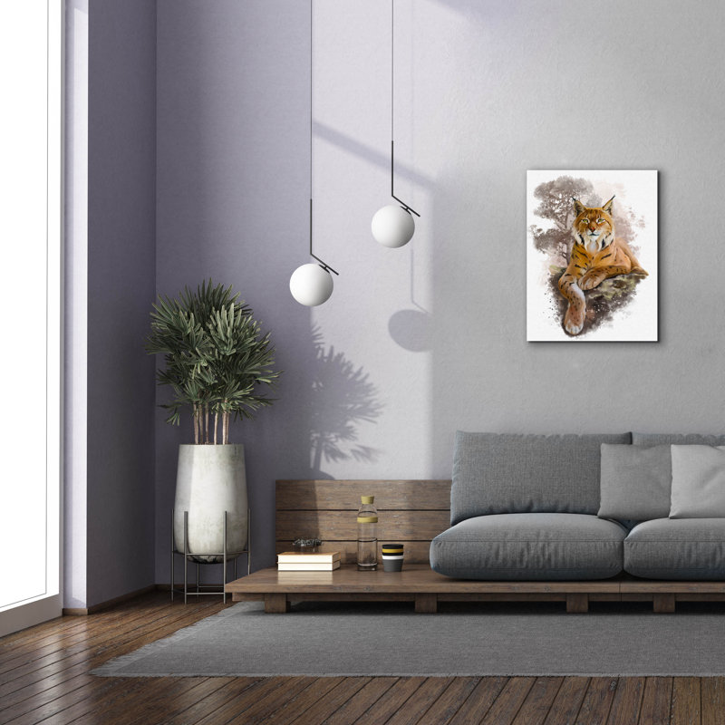 «Epic Graffiti« The Eurasian Lynx Lies On A Rock »par Kajenna Art, art mural sur toile, 26 po x 34 po, H 34 po x l 26 po