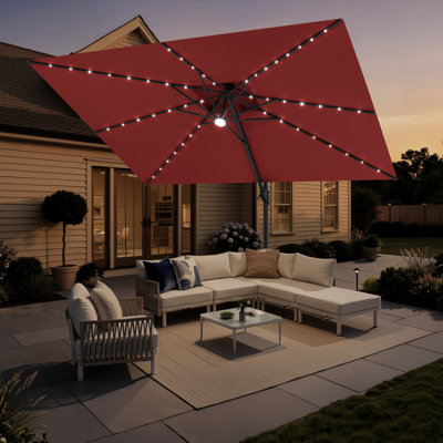 Parasol en porte-à-faux 141 pi x 104 pi à lumières DEL sans base lestée