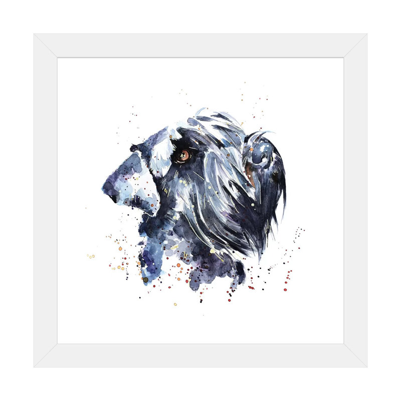 Schnauzer géant par EdsWatercolours - impression, Blanc, H 16 po x l 16 po x P 1 po, Papier encadré blanc