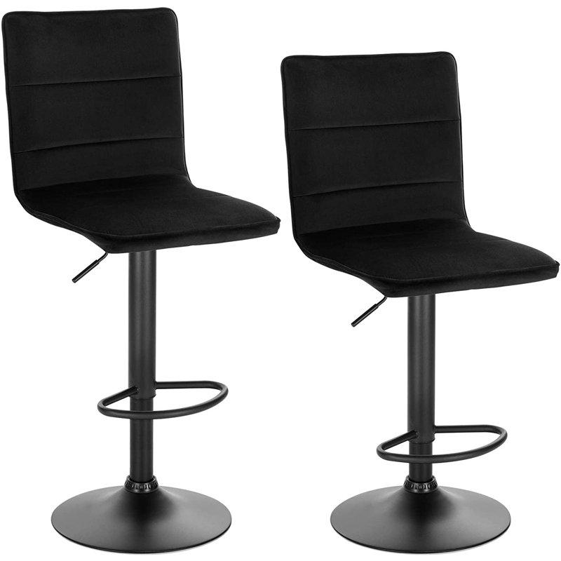 Dequez Upholstered Counter Stool with Metal Frame, Silver, Black
