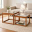 Petite table basse carrée, en bambou véritable et verre cannelé, idéale pour le salon - Table basse moderne à base ouverte, décoration naturelle pour petits espaces-930130806