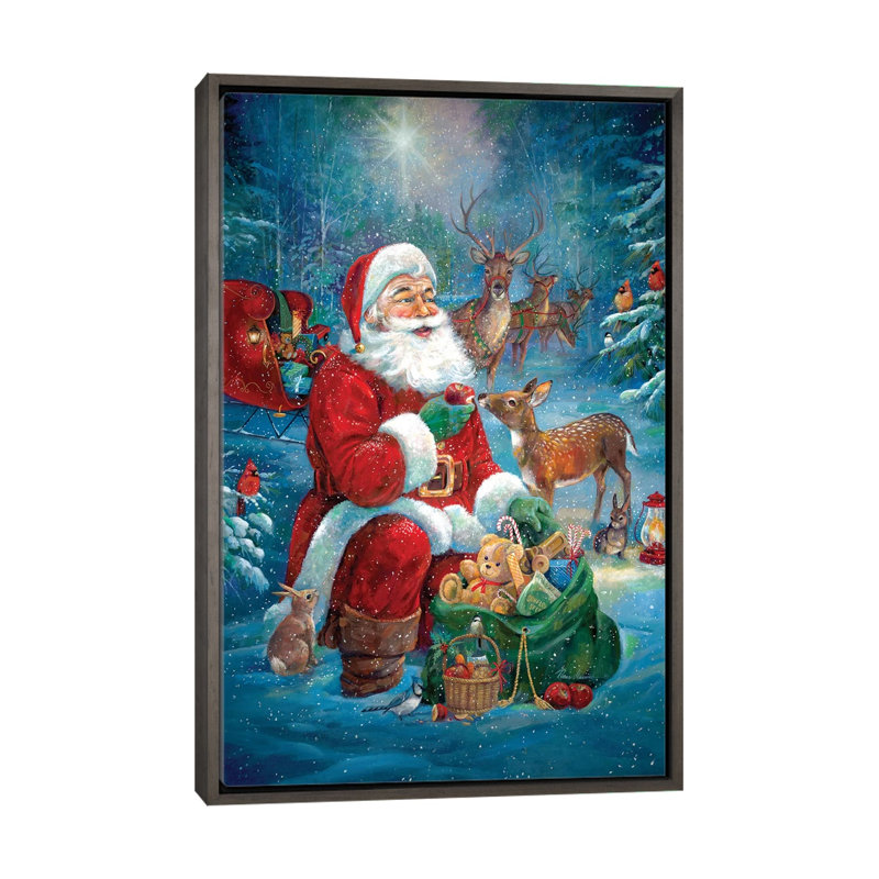«Santa's Woodland Friends» par Ruane Manning - reproduction d'art, Aucun mat, H 26 po x l 18 po x 1,5 po