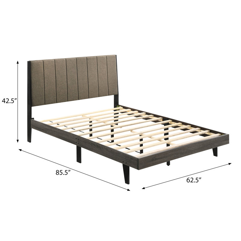 Grand lit avec combinaison de tête de lit plateforme grise et brune