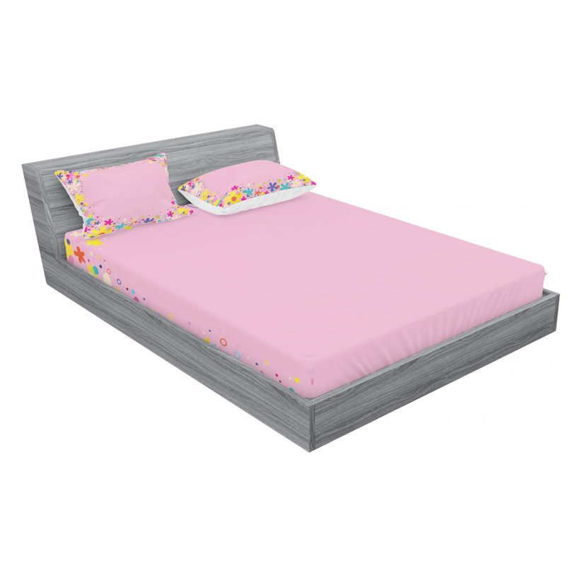 Microfiber Patterned Fitted Sheet, Queen Fitted Sheet with 2 Pillowcases