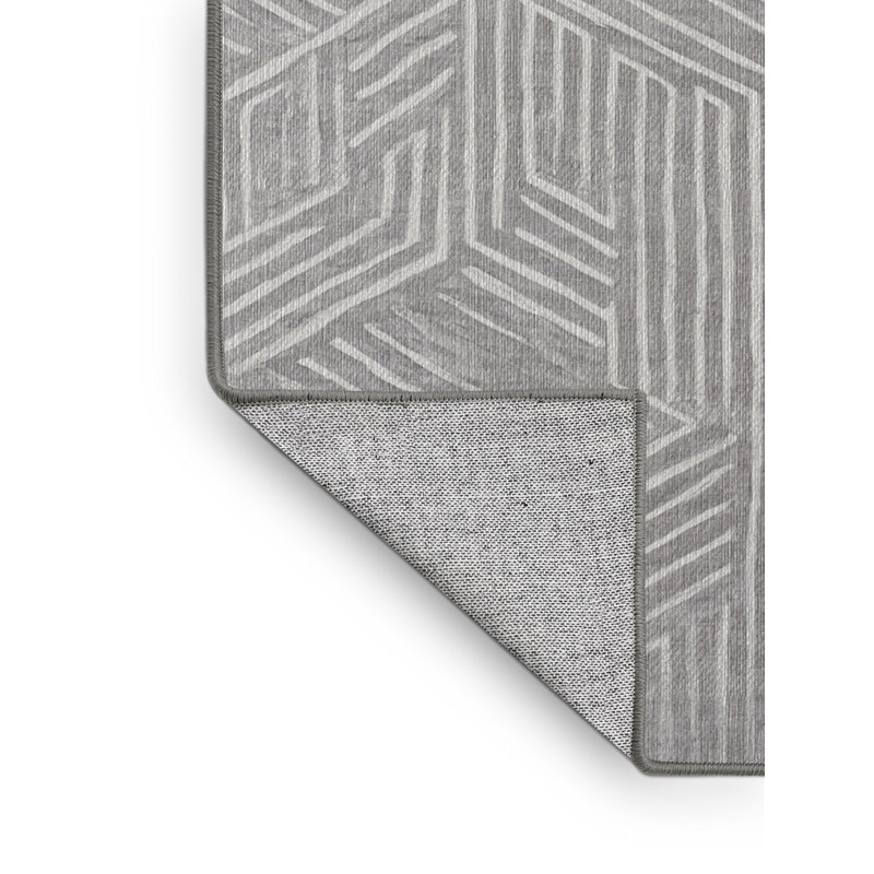 Machine Washable Gray Area Rug, Square 8'