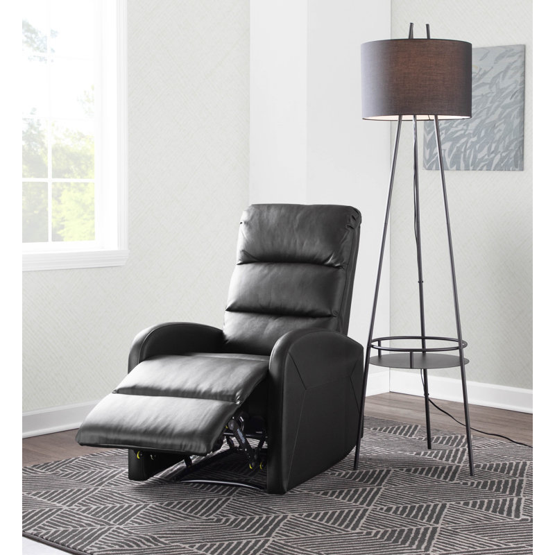 Vadys Faux Leather Recliner, Black Faux Leather
