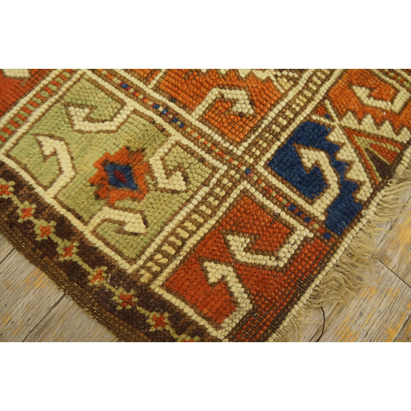 Small Scatter Size Antique Tribal Geometric Mid 19th Century Turkish Yastik Rug