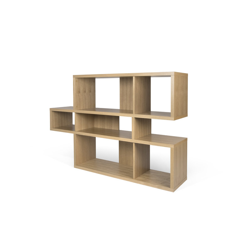 Shella 99.6cm H x 155.9cm W Geometric Bookcase, Oak Veneer