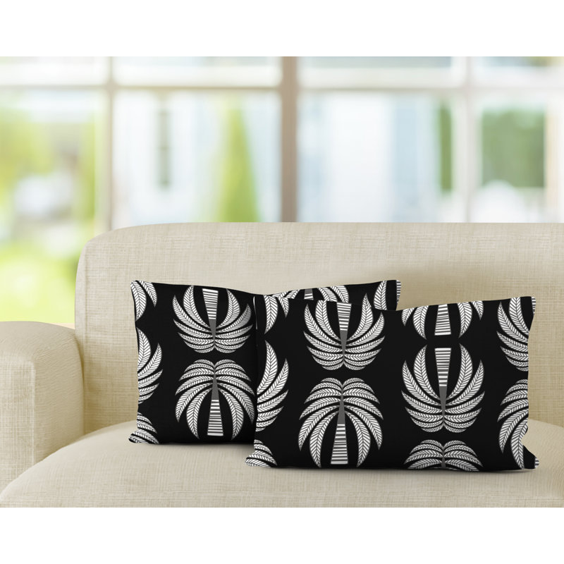 Polyester / Mélange de polyester Housse de coussin rectangulaire intérieure / extérieure lombaire et insert, Noir