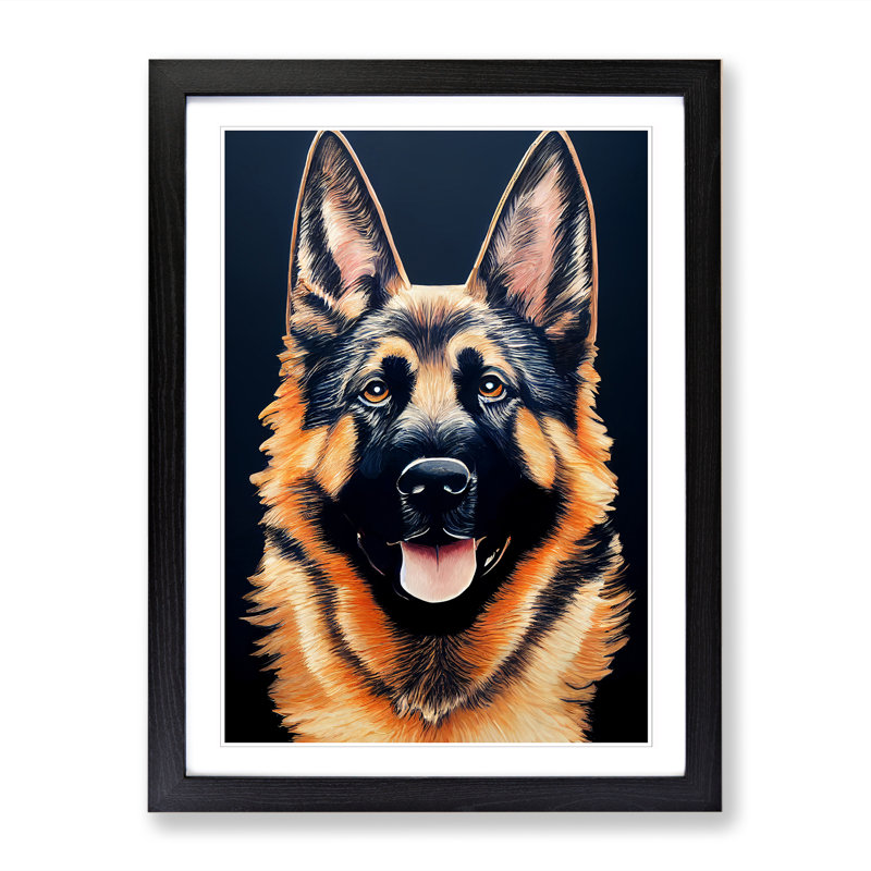FRM-V0523-1068X German Shepherd Portrait Vol.2 - Picture Frame Print, Black Framed, 46cm H x 34cm W x 2cm D
