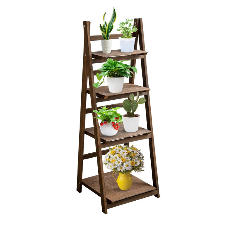 Support pour plante en bois massif Eri, Brun