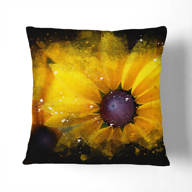 ConeflowersPaint Splash Cushion with Filling, 40cm H x 40cm W x 15cm D, Black