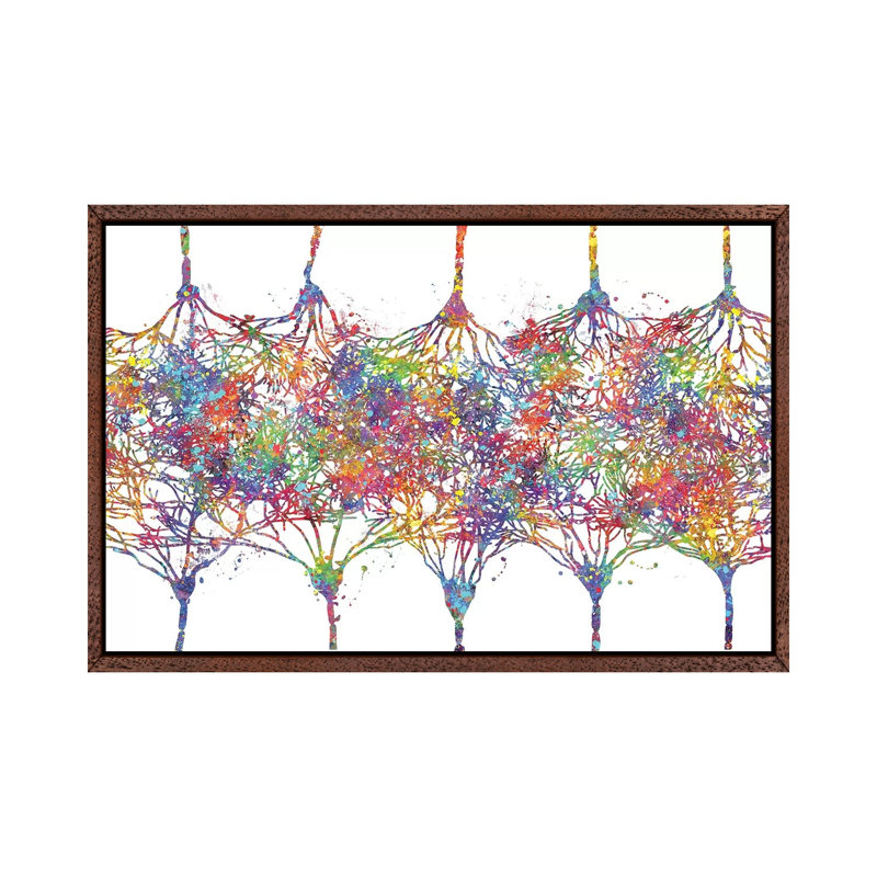 Cortical Neurons 1 Piece Wall Art on Canvas, 45.72cm H x 66.04cm W x 3.81cm D, Brown Framed