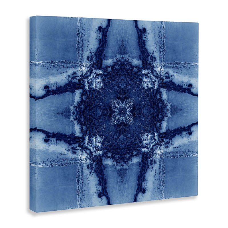Art sur toile à formes géométriques bleues par El Perkin, H 30 po x l 30 po