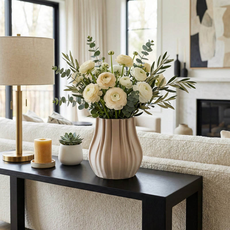Vase sculpté moderne imprimé en 3D pour centre de table décoratif, 8.75"