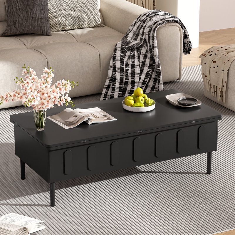 Table basse relevable avec tiroirs, table centrale réglable moderne avec rangement caché pour le salon | Idée de cadeau