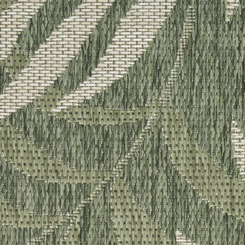 Tapis d'extérieur vert ivoire Bay Isle Home ™ Garden Oasis, Rectangle 10 pi x 14 pi