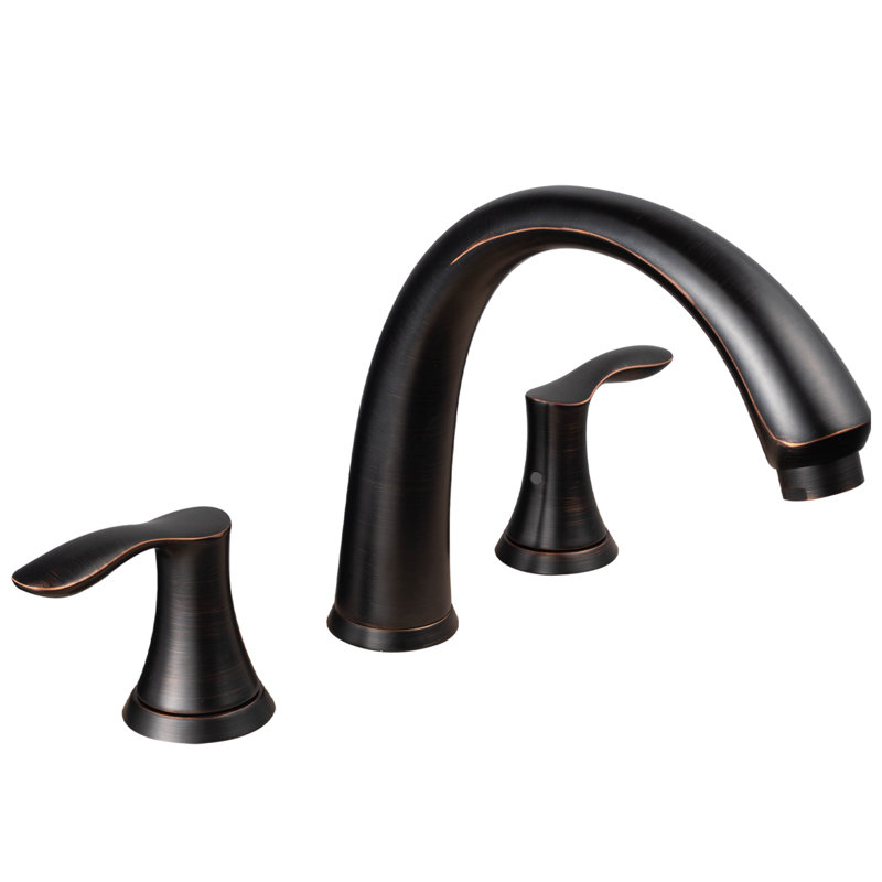 Double Handle Deck Mounted Roman Tub Faucet with Rough-in Valve, Bronze