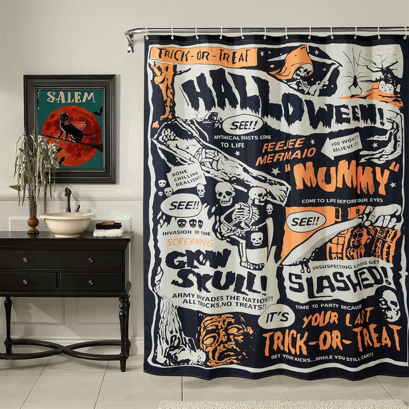 Ensemble de rideau de douche rétro rétro en tissu 84 po, H 72 po x l 72 po