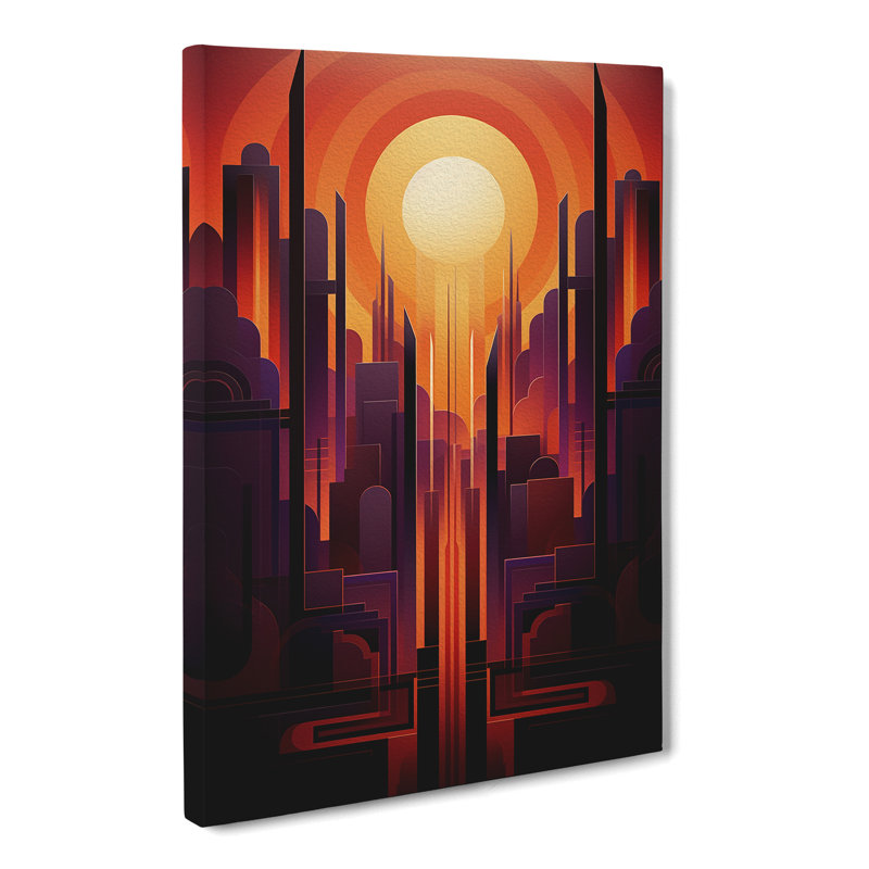 Art Deco Sunset Constructivism - Wrapped Canvas, 50cm H x 35cm W x 3cm D