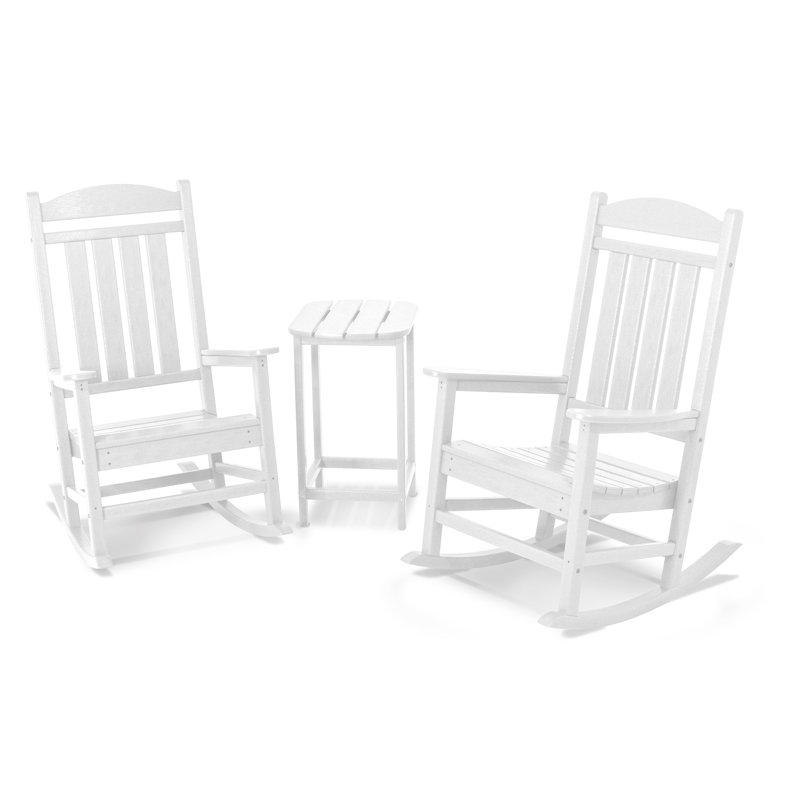 Ensemble 3 pièces de chaise berçante POLYWOOD, Blanc
